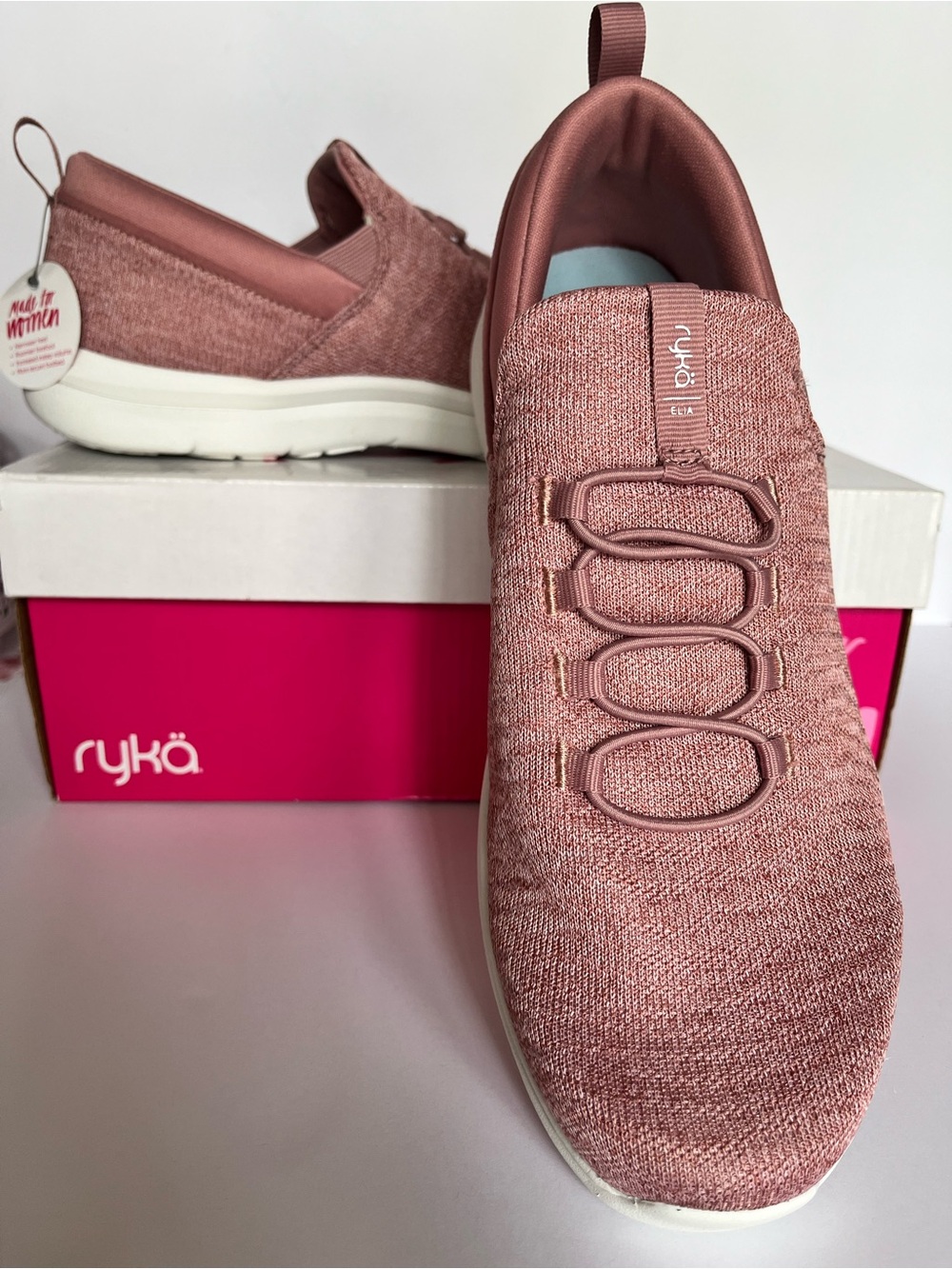 NEW Ryka Women's ELIA Knit Slip-On Sneaker - Tea Rose